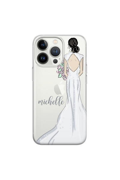 APPLE - iPhone 13 Pro Max - Soft Clear Case - Bride To Be Blackhair Dark