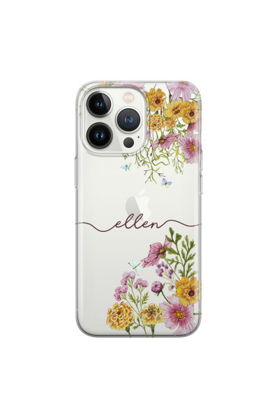 APPLE - iPhone 13 Pro Max - Soft Clear Case - Meadow Garden with Monogram Red