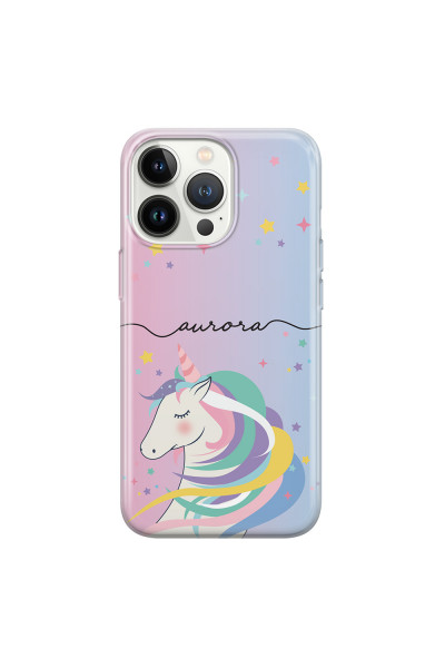 APPLE - iPhone 13 Pro Max - Soft Clear Case - Pink Unicorn Handwritten