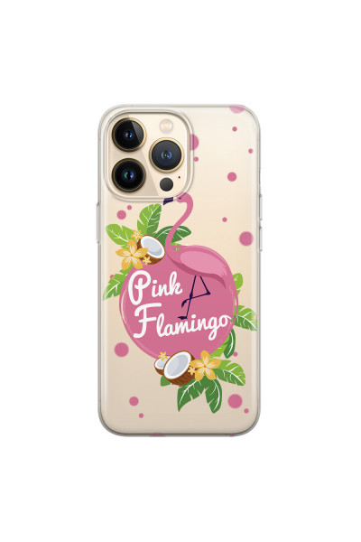 APPLE - iPhone 13 Pro - Soft Clear Case - Pink Flamingo