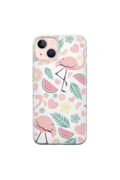 APPLE - iPhone 13 Mini - Soft Clear Case - Tropical Flamingo III