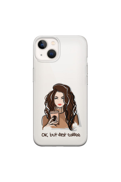 APPLE - iPhone 13 - Soft Clear Case - But First Coffee