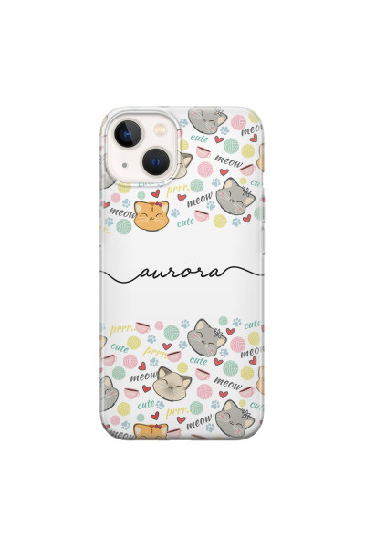 APPLE - iPhone 13 - Soft Clear Case - Cute Kitten Pattern