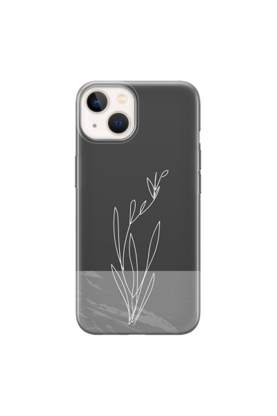 APPLE - iPhone 13 - Soft Clear Case - Dark Grey Marble Flower