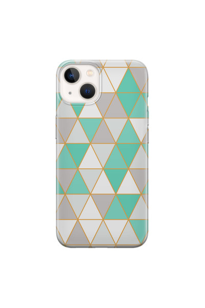APPLE - iPhone 13 - Soft Clear Case - Green Triangle Pattern