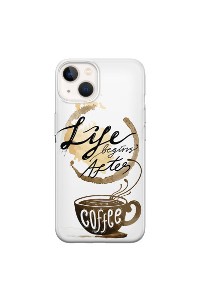 APPLE - iPhone 13 - Soft Clear Case - Life begins after coffee