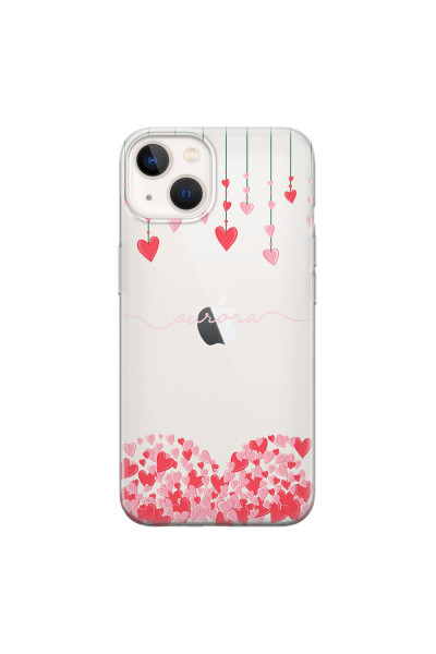 APPLE - iPhone 13 - Soft Clear Case - Love Hearts Strings Pink