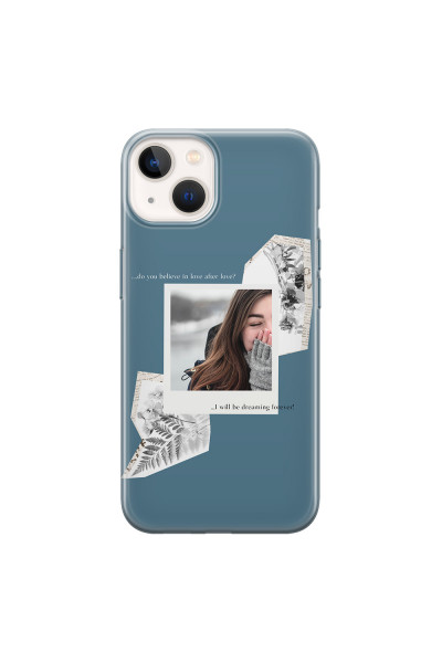 APPLE - iPhone 13 - Soft Clear Case - Vintage Blue Collage Phone Case