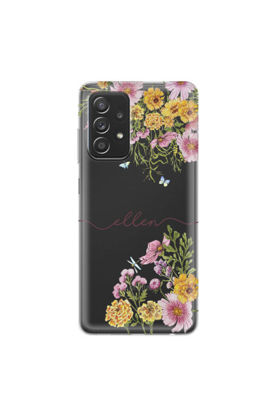 SAMSUNG - Galaxy A52 / A52s - Soft Clear Case - Meadow Garden with Monogram Red