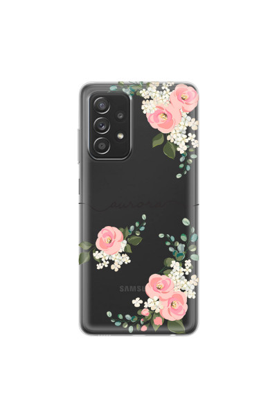 SAMSUNG - Galaxy A52 / A52s - Soft Clear Case - Pink Floral Handwritten