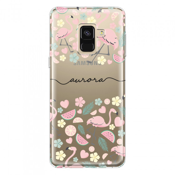 SAMSUNG - Galaxy A8 - Soft Clear Case - Monogram Flamingo Pattern III