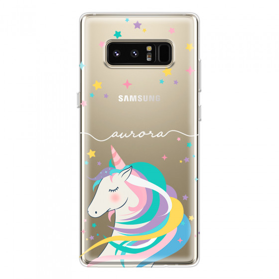 SAMSUNG - Galaxy Note 8 - Soft Clear Case - Clear Unicorn Handwritten White