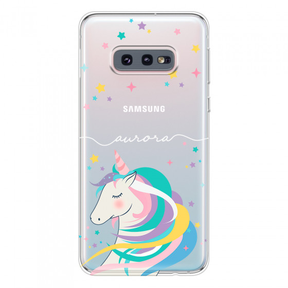 SAMSUNG - Galaxy S10e - Soft Clear Case - Clear Unicorn Handwritten White