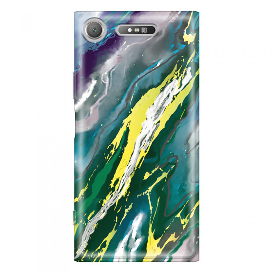 SONY - Sony XZ1 - Soft Clear Case - Marble Rainforest Green