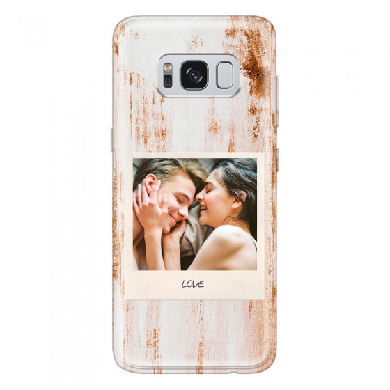 SAMSUNG - Galaxy S8 Plus - Soft Clear Case - Wooden Polaroid