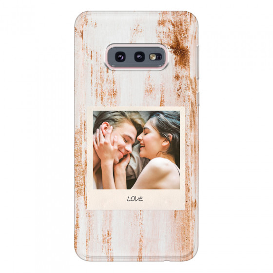 SAMSUNG - Galaxy S10e - Soft Clear Case - Wooden Polaroid