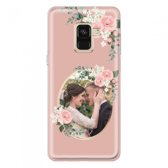 SAMSUNG - Galaxy A8 - Soft Clear Case - Pink Floral Mirror Photo