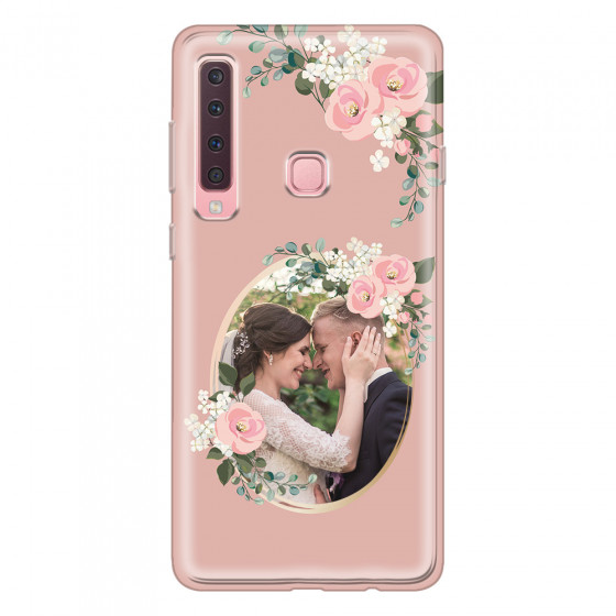 SAMSUNG - Galaxy A9 2018 - Soft Clear Case - Pink Floral Mirror Photo