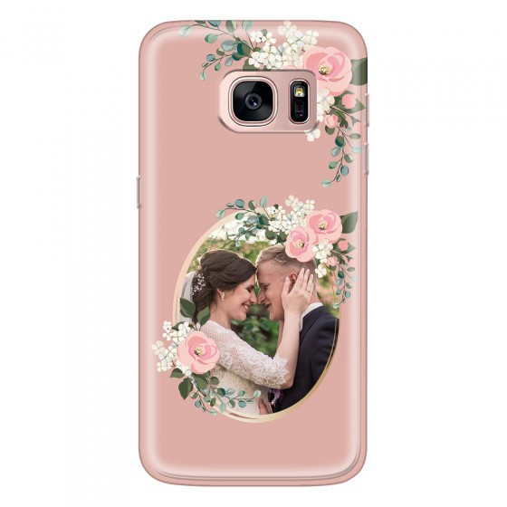 SAMSUNG - Galaxy S7 - Soft Clear Case - Pink Floral Mirror Photo