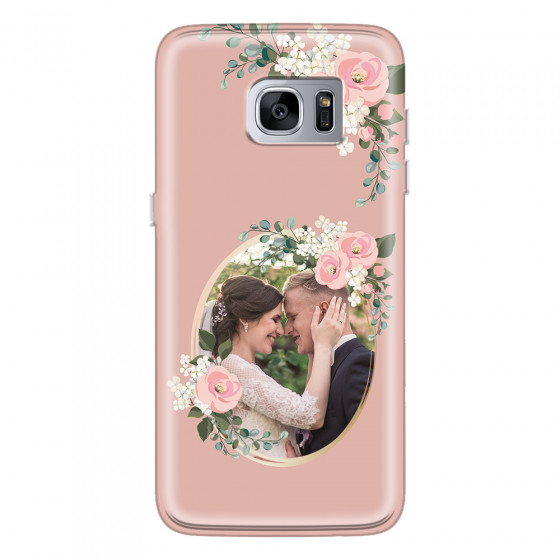 SAMSUNG - Galaxy S7 Edge - Soft Clear Case - Pink Floral Mirror Photo