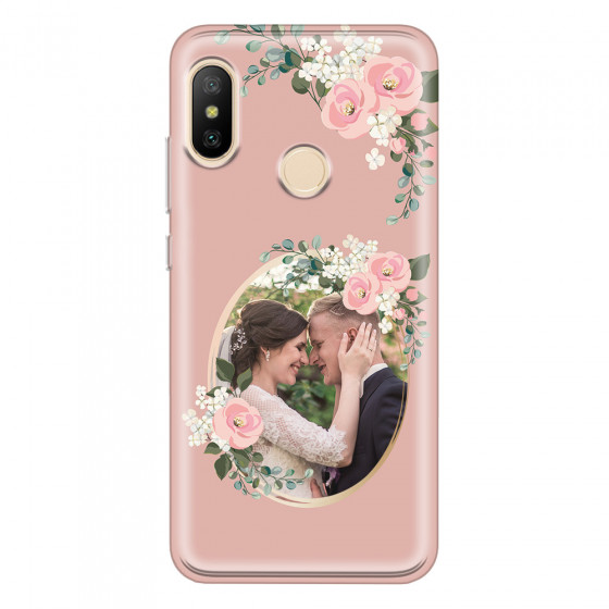 XIAOMI - Mi A2 - Soft Clear Case - Pink Floral Mirror Photo