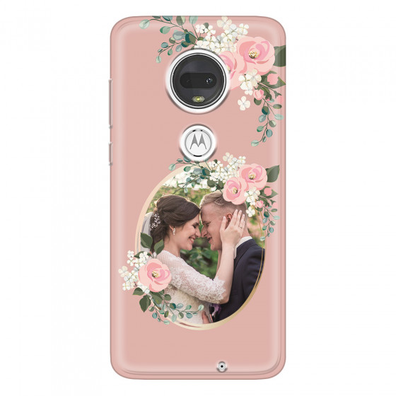 MOTOROLA by LENOVO - Moto G7 - Soft Clear Case - Pink Floral Mirror Photo