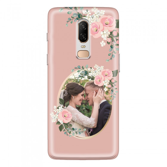ONEPLUS - OnePlus 6 - Soft Clear Case - Pink Floral Mirror Photo