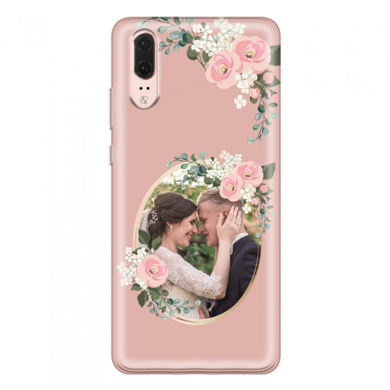 HUAWEI - P20 - Soft Clear Case - Pink Floral Mirror Photo