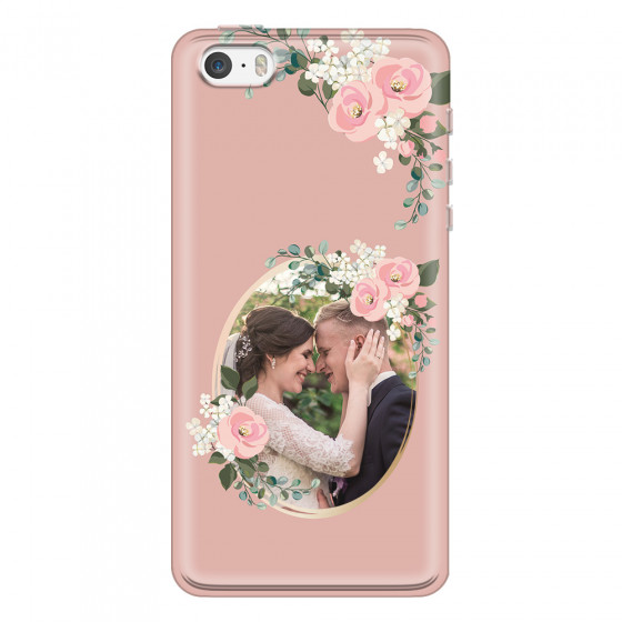 APPLE - iPhone 5S - Soft Clear Case - Pink Floral Mirror Photo