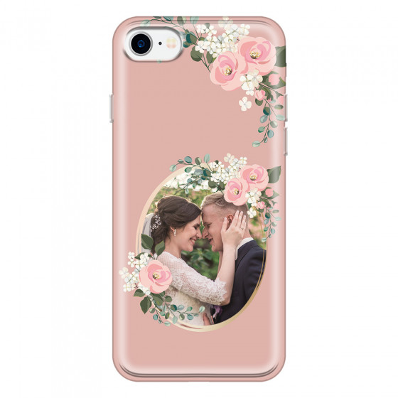 APPLE - iPhone 7 - Soft Clear Case - Pink Floral Mirror Photo