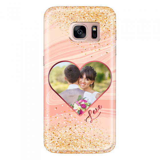 SAMSUNG - Galaxy S7 - Soft Clear Case - Glitter Love Heart Photo