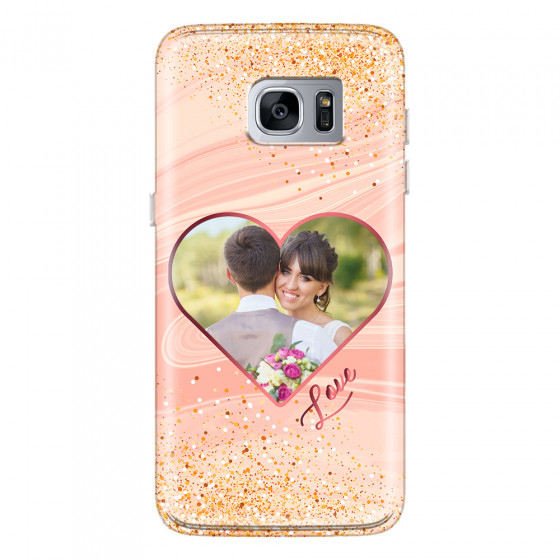 SAMSUNG - Galaxy S7 Edge - Soft Clear Case - Glitter Love Heart Photo