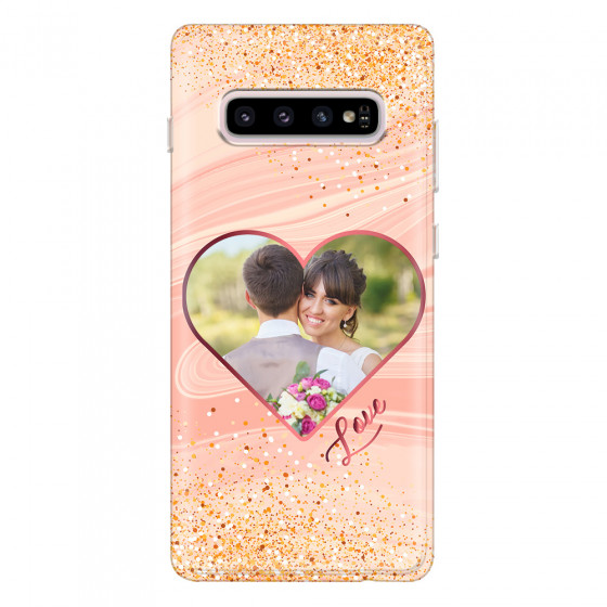 SAMSUNG - Galaxy S10 - Soft Clear Case - Glitter Love Heart Photo
