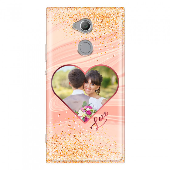 SONY - Sony XA2 Ultra - Soft Clear Case - Glitter Love Heart Photo