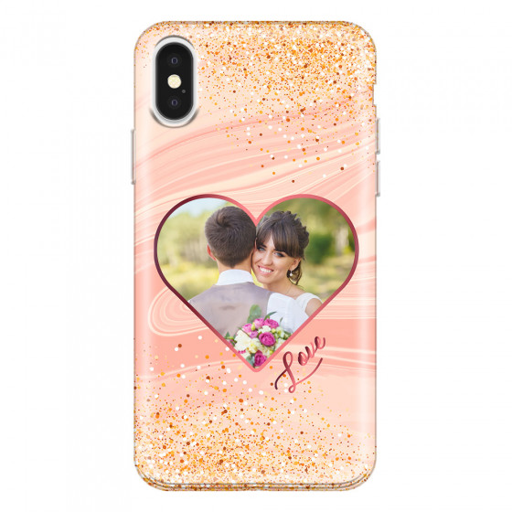 APPLE - iPhone X - Soft Clear Case - Glitter Love Heart Photo