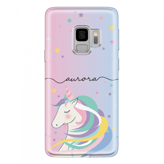 SAMSUNG - Galaxy S9 - Soft Clear Case - Pink Unicorn Handwritten