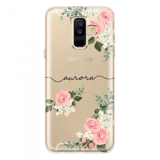 SAMSUNG - Galaxy A6 Plus - Soft Clear Case - Pink Floral Handwritten