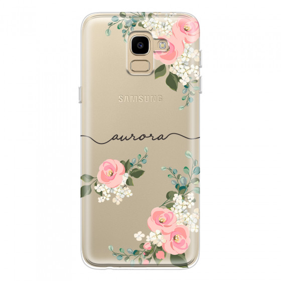 SAMSUNG - Galaxy J6 - Soft Clear Case - Pink Floral Handwritten