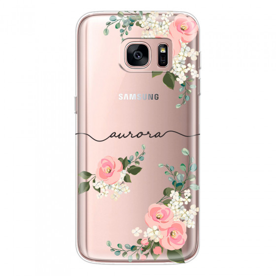 SAMSUNG - Galaxy S7 - Soft Clear Case - Pink Floral Handwritten
