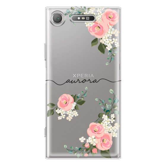 SONY - Sony XZ1 - Soft Clear Case - Pink Floral Handwritten