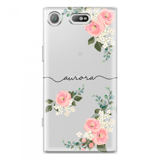 SONY - Sony XZ1 Compact - Soft Clear Case - Pink Floral Handwritten