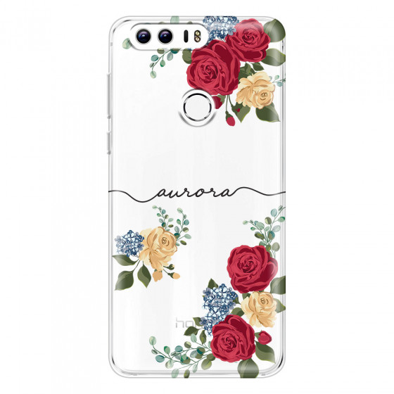 HONOR - Honor 8 - Soft Clear Case - Red Floral Handwritten