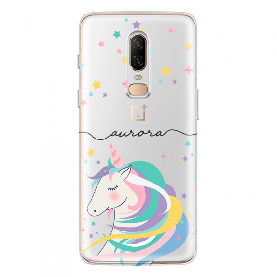 ONEPLUS - OnePlus 6 - Soft Clear Case - Clear Unicorn Handwritten