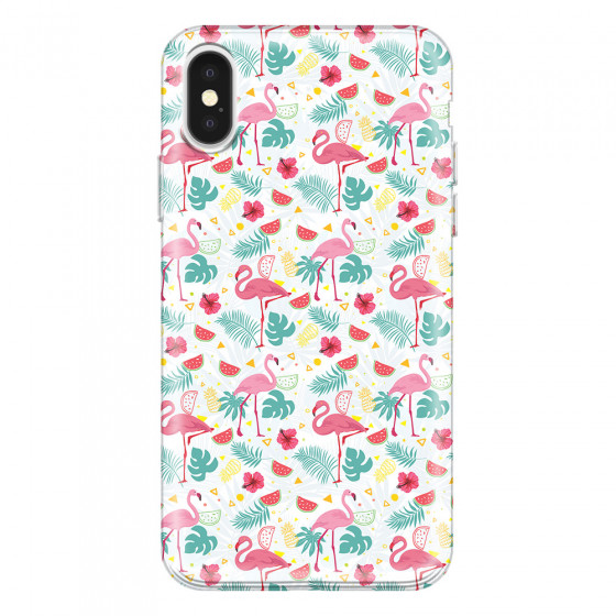 APPLE - iPhone X - Soft Clear Case - Tropical Flamingo II