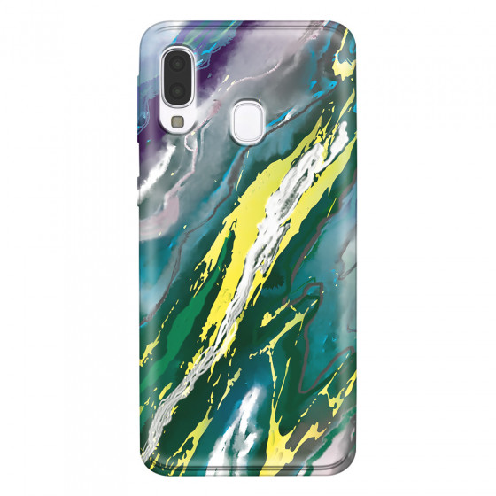 SAMSUNG - Galaxy A40 - Soft Clear Case - Marble Rainforest Green