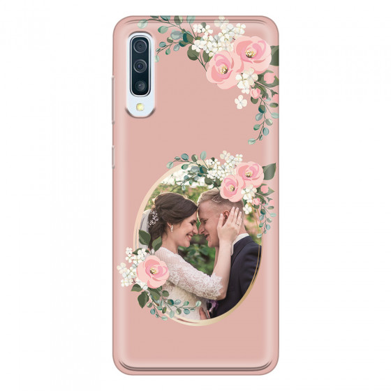 SAMSUNG - Galaxy A70 - Soft Clear Case - Pink Floral Mirror Photo