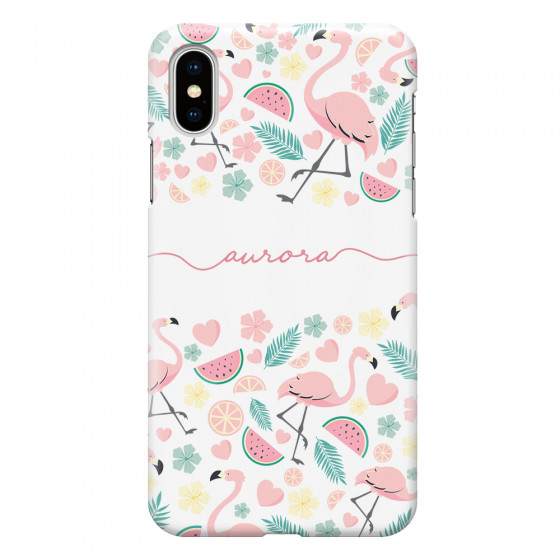 APPLE - iPhone XS - 3D Snap Case - Clear Flamingo Handwritten