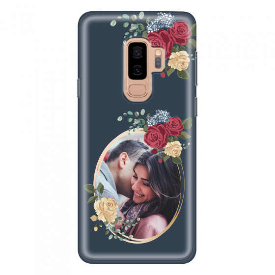 SAMSUNG - Galaxy S9 Plus - Soft Clear Case - Blue Floral Mirror Photo