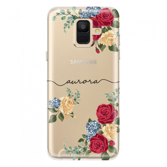 SAMSUNG - Galaxy A6 - Soft Clear Case - Red Floral Handwritten