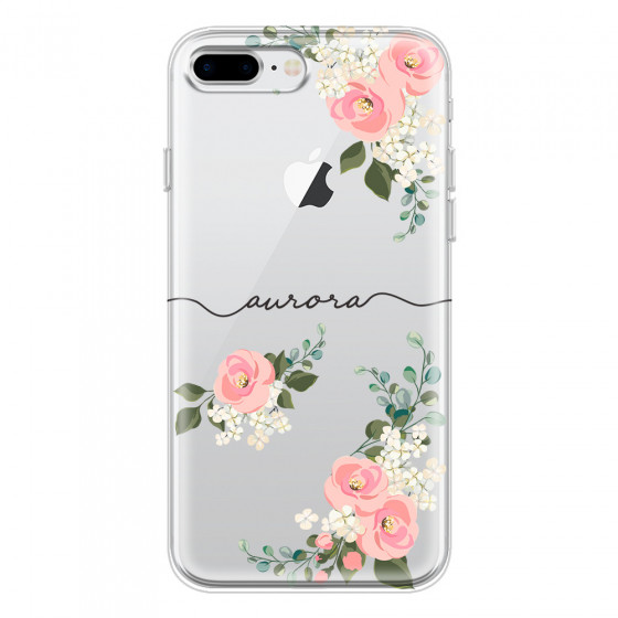 APPLE - iPhone 8 Plus - Soft Clear Case - Pink Floral Handwritten